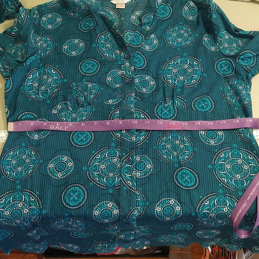 Christopher and Banks turquoise print cotton top Sz XL - Picture 10 of 10